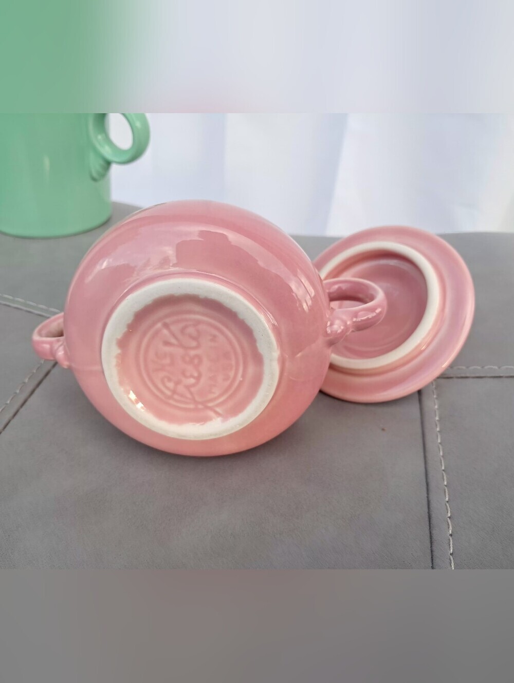 Fiestaware Peony Pink Sugar Bowl Lidded Creamer and Base Tray 4-Piece Set - Picture 14 of 16